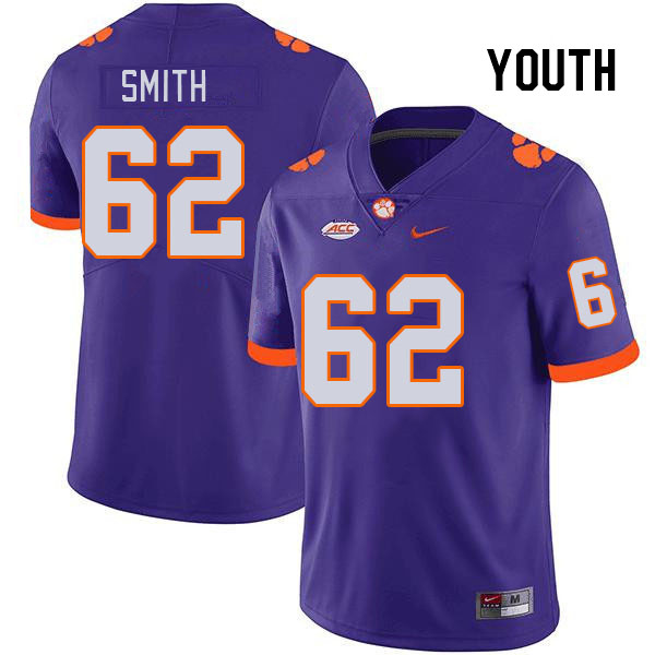 Youth #62 Bryce Smith Clemson Tigers College Football Jerseys Stitched Sale-Purple